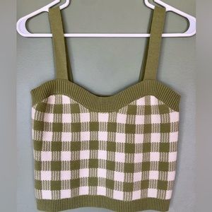 Green and white checkered tank top from pitaya